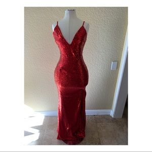 Windsor Red Sequined Prom Dress